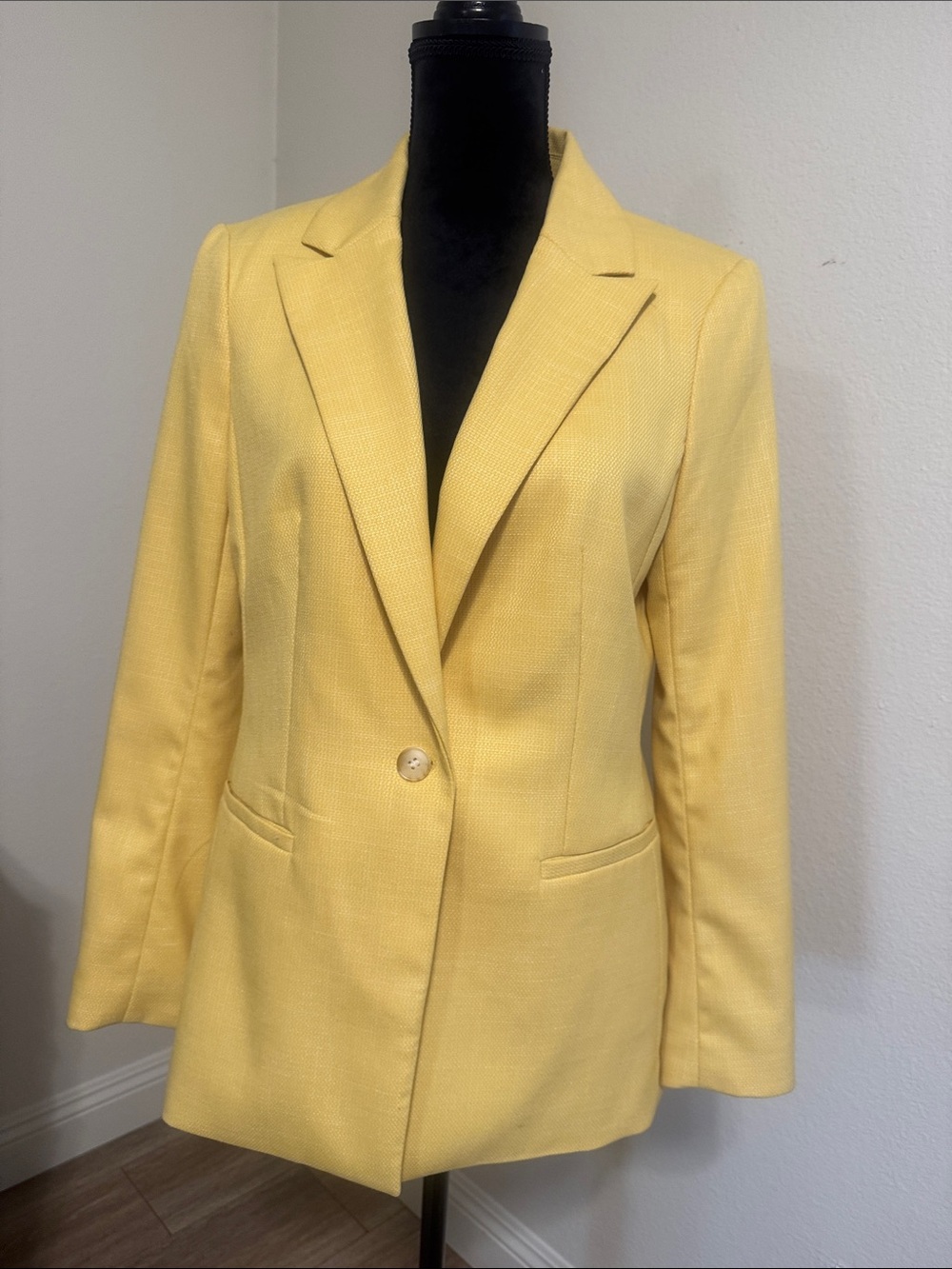 H&M Yellow Tailored Single-Button Blazer